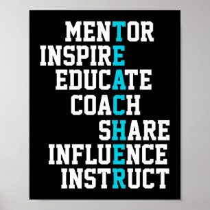 Affiche Mentor Inspire School Enseignant Nerd Funny