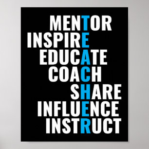 Affiche Mentor Inspire School Nerd Funny Enseignant
