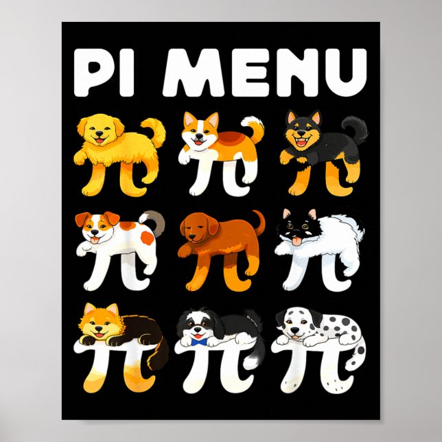Affiche Menu 3.14 professeur de mathématiques joyeuse jour (Devant)