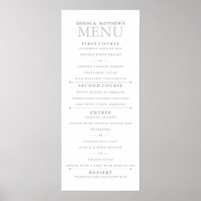 Affiche Menu 4 po x 9 po parfaitement pâle (Devant)