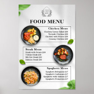 Affiche Menu Alimentaire Modifiable Avec Prix