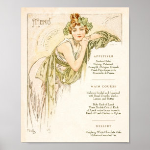 Affiche Menu Art Nouveau Mariage Dîner par Mucha