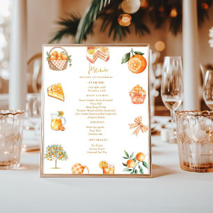 Affiche Menu Baby shower d'été Citrus orange Cutie