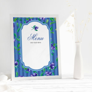 Affiche Menu Baby shower sucré aux bleuets