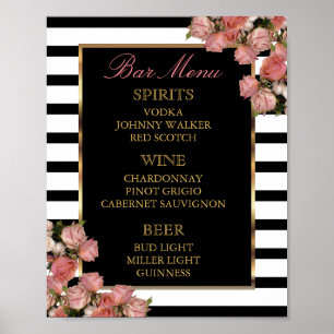 Affiche Menu Barre - Rose Gold et Mariage de bande