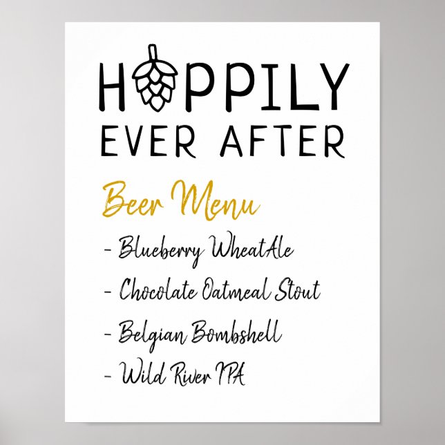 Affiche Menu Bière Hoppily Ever After Mariage Enterrement  (Devant)