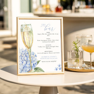 Affiche Menu Blue Hydrangeas & Gold Glass Bar