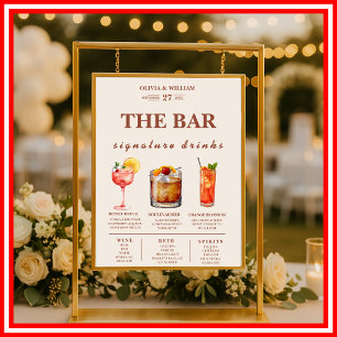 Affiche Menu Boho Burnt Orange Terracotta Mariage Bar