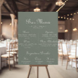 Affiche Menu Boho Green Mariage Bar<br><div class="desc">Ce menu du bar mariage de calligraphie vert boho est parfait pour un mariage rustique. L'aménagement comprend des fleurs et des fleurs de pomme aquarelles dans un arrière - plan vert.</div>