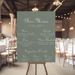 Affiche Menu Boho Green Mariage Bar