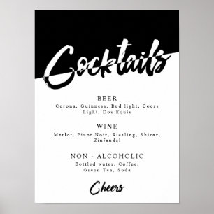 Affiche Menu boisson chic Black and White Party