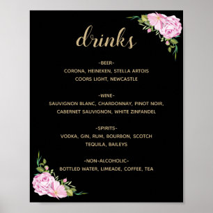 Affiche Menu Chic Roses Roses Roses Roses Noires