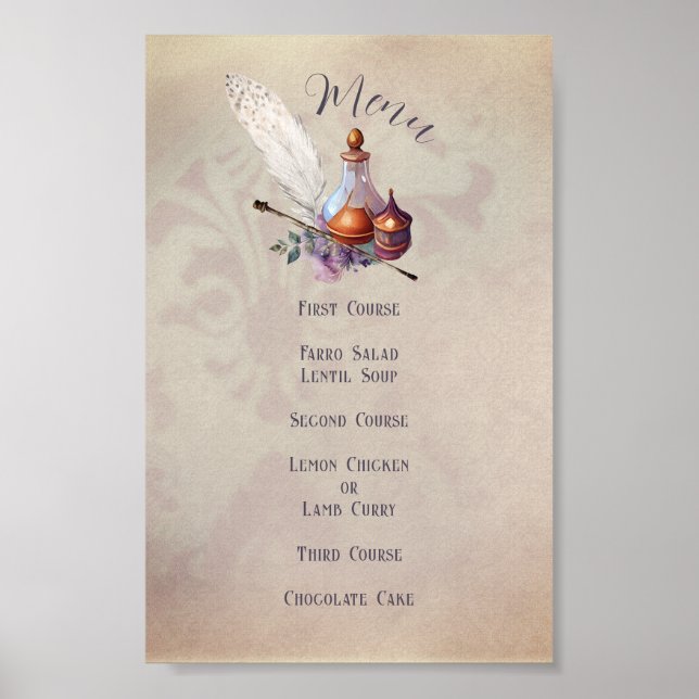 Affiche Menu de Baby Shower de la Chouette Magique (Devant)