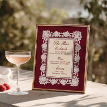 Menu de bar de mariage avec cadre en dentelle de B