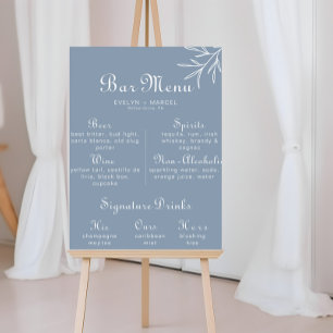 Affiche Menu de bar de mariage bleu poussiéreux minimal fo