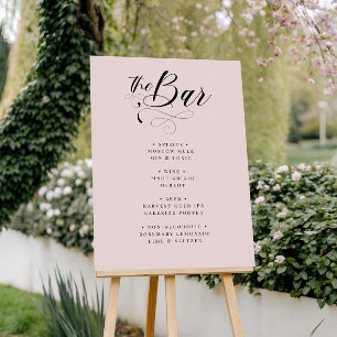 Affiche Menu de bar de mariage classique calligraphié élég