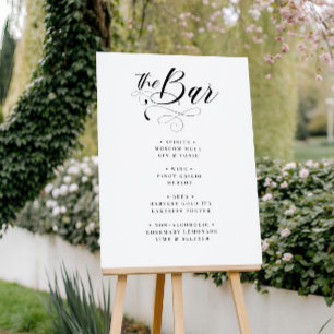Affiche Menu de bar de mariage classique calligraphié élég