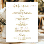Affiche Menu de bar de mariage élégant Or personnalisé<br><div class="desc">Menu du bar ! Calligraphie simple mais élégante, ce panneau de boissons de mariage présente quatre boissons 'Bière', 'Vin', 'Spiritueux' et 'Sans alcool', personnalisées avec vos boissons de choix. Personnalisez ce panneau de mariage élégant avec vos noms et votre menu de boissons de bar de mariage ! COPYRIGHT © 2020...</div>