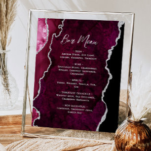 Affiche Menu de bar de mariage en écriture script Agate ar