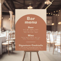 Menu de bar de mariage formel minimaliste en terre