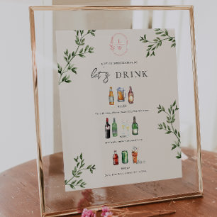 Affiche Menu de bar de mariage illustré