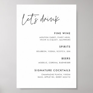Affiche Menu de bar de mariage minimaliste moderne