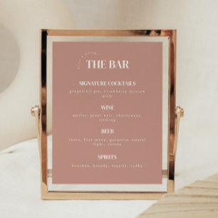 Affiche Menu de Bar de Mariage Rose Poussiéreuse Simpliste