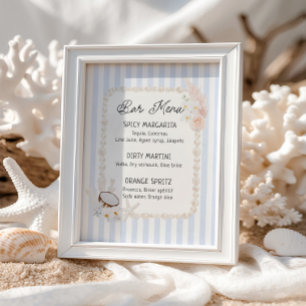 Affiche Menu de Bar pour une Baby Shower de Mariée sur le