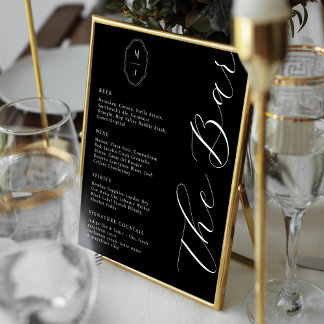 Affiche Menu de barre moderne et minimaliste Script Monogr