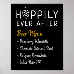 Affiche Menu de bière de mariage de douche de mariée Hoppi