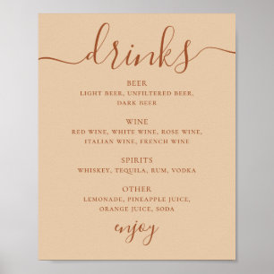 Affiche Menu de Boissons de Mariage   Bar aux Sables Pêche