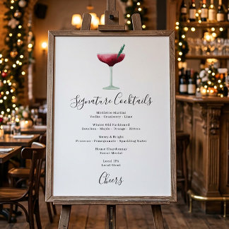 Affiche Menu de boissons de signature de cocktail de vacan