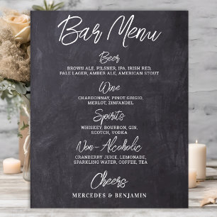 Affiche Menu de Boissons Personnalisé pour Mariage Rustiqu