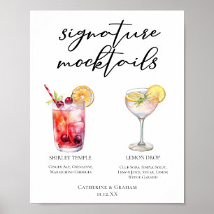 Affiche Menu de boissons sans alcool Shirley Temple Lemon 