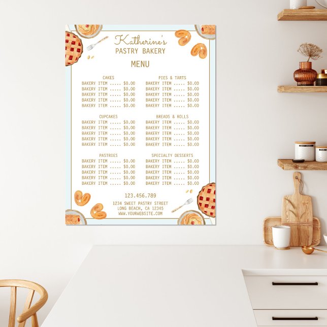 Affiche Menu de boulangerie-pâtisserie de la boutique de p (In situ)