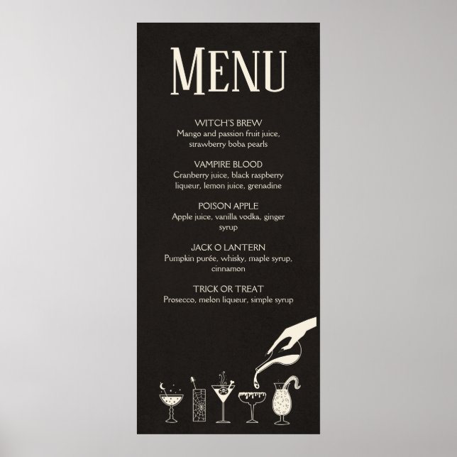 Affiche Menu de cocktail Halloween moderne du milieu du si (Devant)