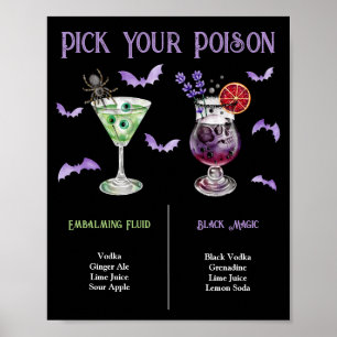 Affiche Menu de cocktails Halloween 2 Choisissez Votre Poi