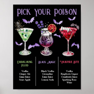 Affiche Menu de cocktails Halloween 3 'Choisissez votre po