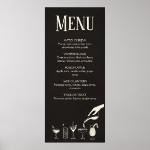 Affiche menu de cocktails Halloween moderne du milieu du s