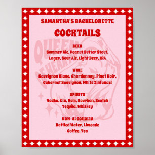 Affiche Menu de cocktails pour l'enterrement de vie de jeu