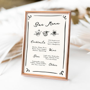 Affiche Menu de la barre de la main dessinée