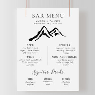 Affiche Menu de la barre de Mariage de calligraphie de la