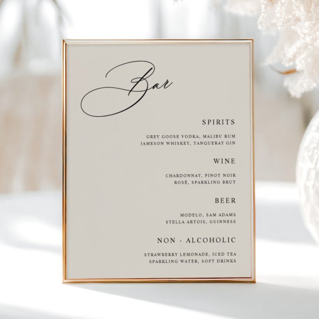 Affiche Menu de la barre de Mariage de crème simple (Créateur téléchargé)