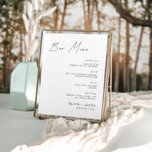 Affiche Menu de la barre de Mariage minimaliste - Modèle d