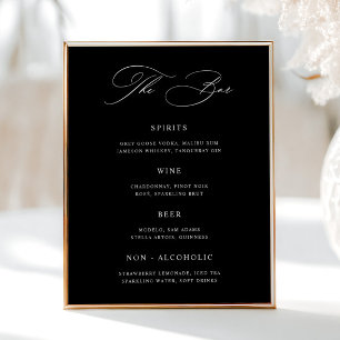 Affiche Menu de la barre de Mariage noire classique