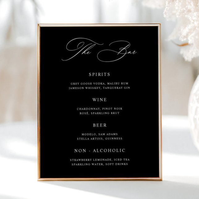 Affiche Menu de la barre de Mariage noire classique (Créateur téléchargé)