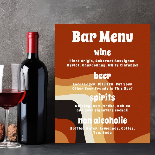 Affiche Menu de la barre de Mariage Super Orange les année (Créateur téléchargé)