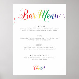 Affiche Menu de la barre de Mariages Rainbow
