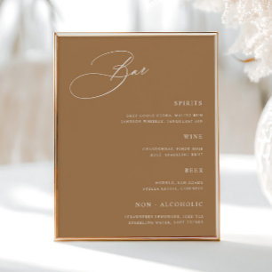 Affiche Menu de la barre de Mariages simple Terracotta