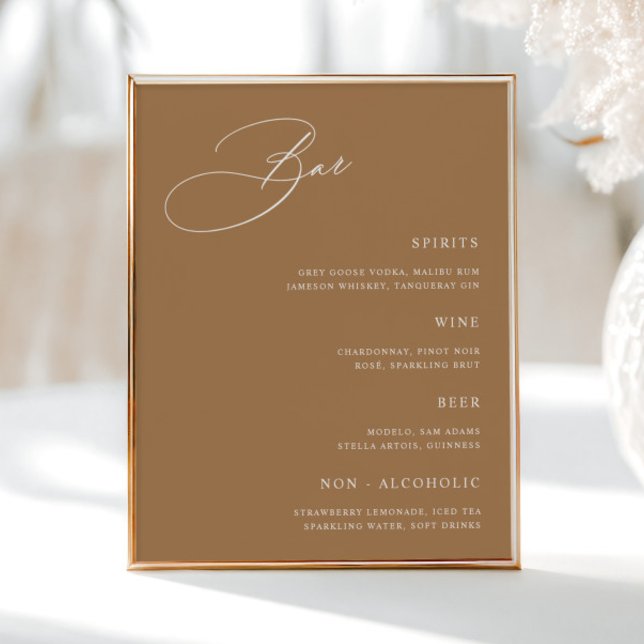 Affiche Menu de la barre de Mariages simple Terracotta (Créateur téléchargé)